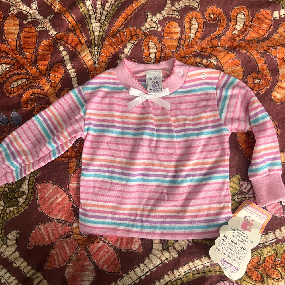 1980s vintage NWT Garanimals Pink and Blue Striped Long Sleeve Tee